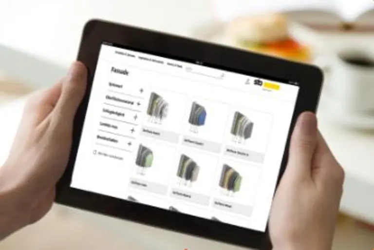 Tablet mit der Systemvielfalt von Sto. System Finder