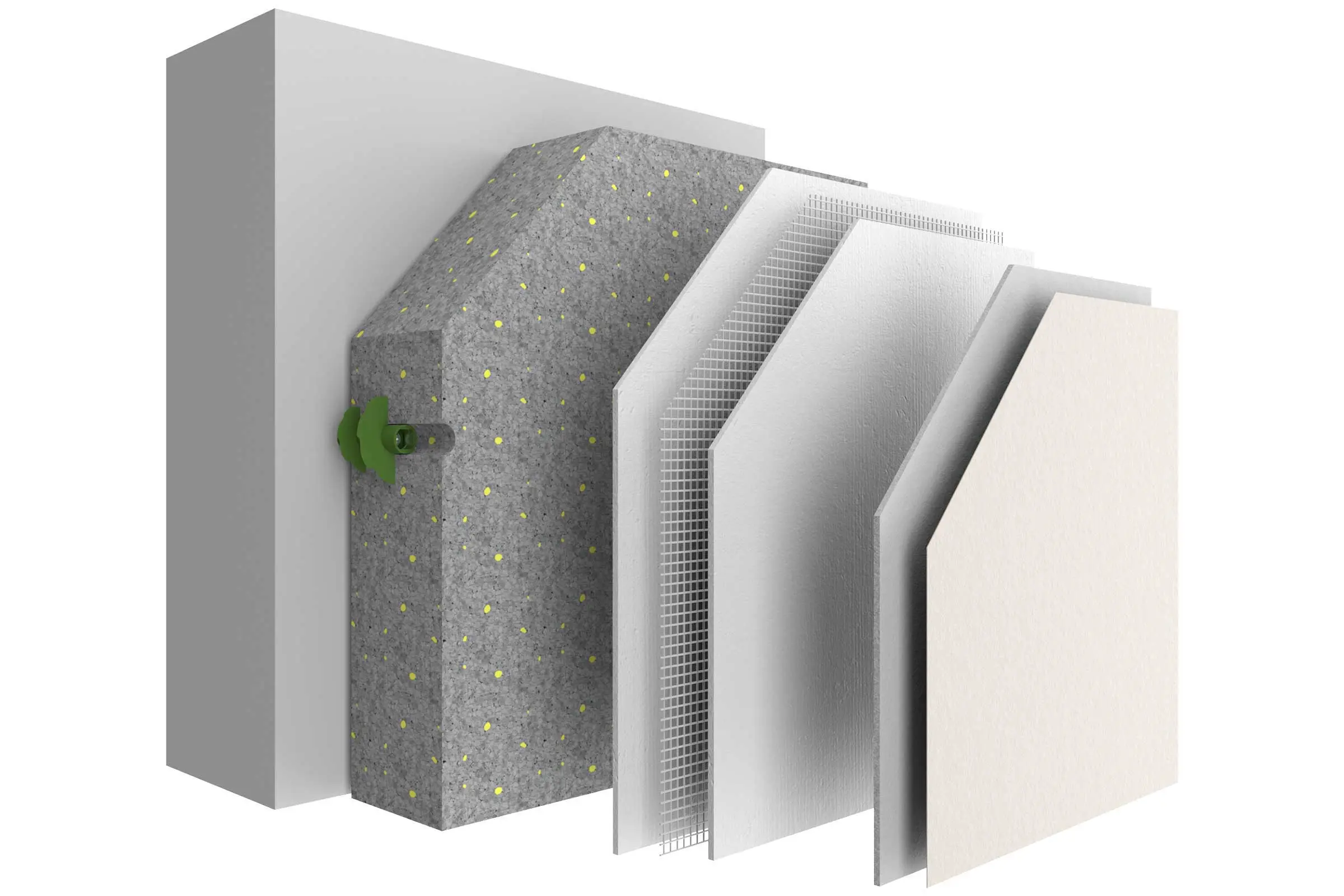 Nachhaltigstes WDVS StoTherm AimS®: Systemaufbau mit Biomass EPS-Dämmung und WDVS-Dübel