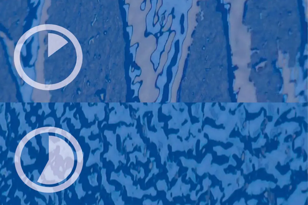 Vergleichsprüfung: Bild oben: StoColor Dryonic®, Bild unten: Standard-Fassadenfarb