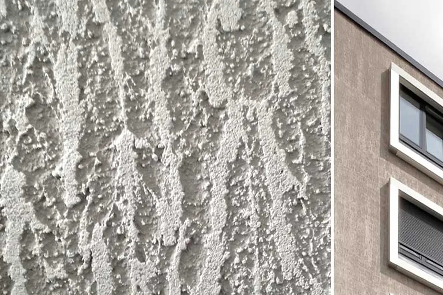 Fassadenausschnitt Mehrfamilienhaus JAVIE in Heilbronn, beschichtet mit StoSignature Putztextur