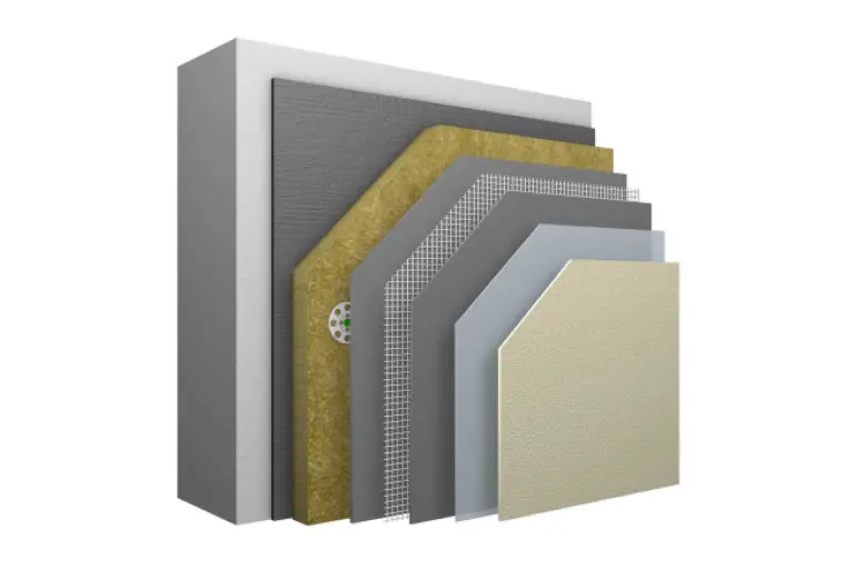 Systemaufbau nichtbrennbares WDVS StoTherm Mineral mit allen Schichten
