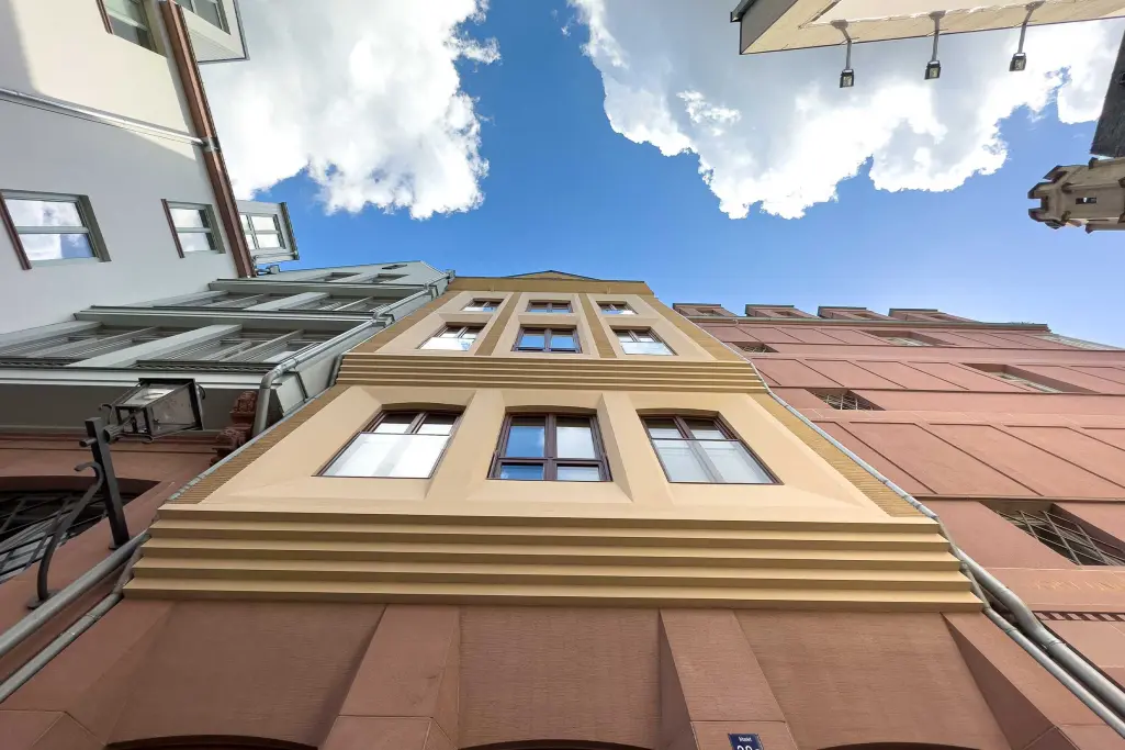 Markt 38 Frankfurt, ehemaliges Technisches Rathaus, Passivhaus-Neubau, historischen Fachwerkfassade 