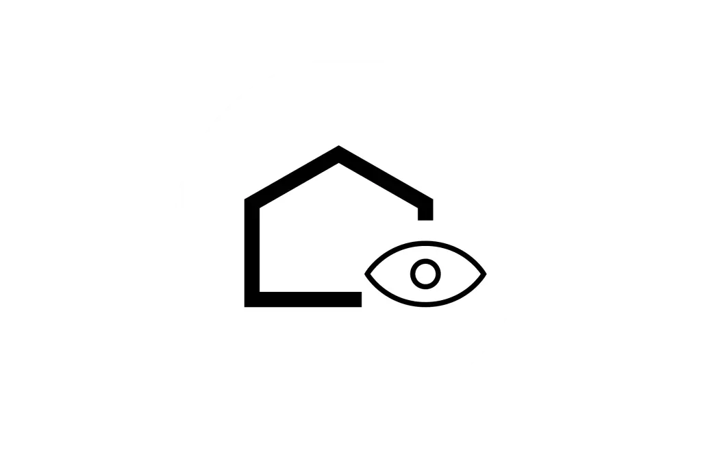 Piktogramm Ästhetik: Haus mit Auge, Fassadenputz