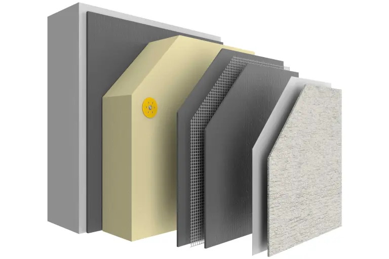 WDVS Aufbau StoTherm PIR mit allen Schichten, WDVS mit Hochleistungsdämmstoff