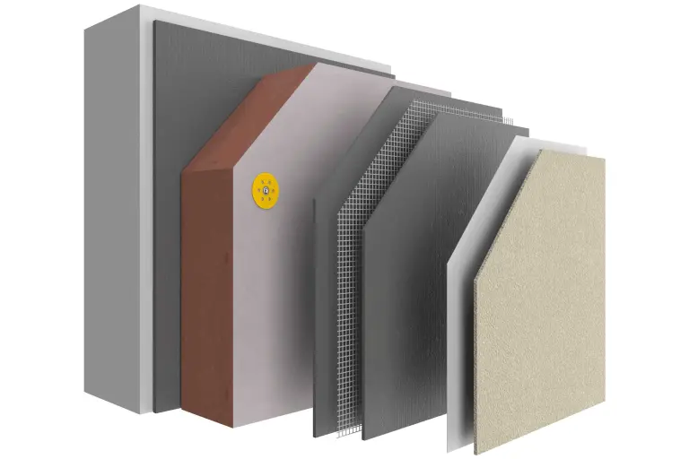 Aufbau WDVS StoTherm Resol miit allen Schichten, schlankes WDVS