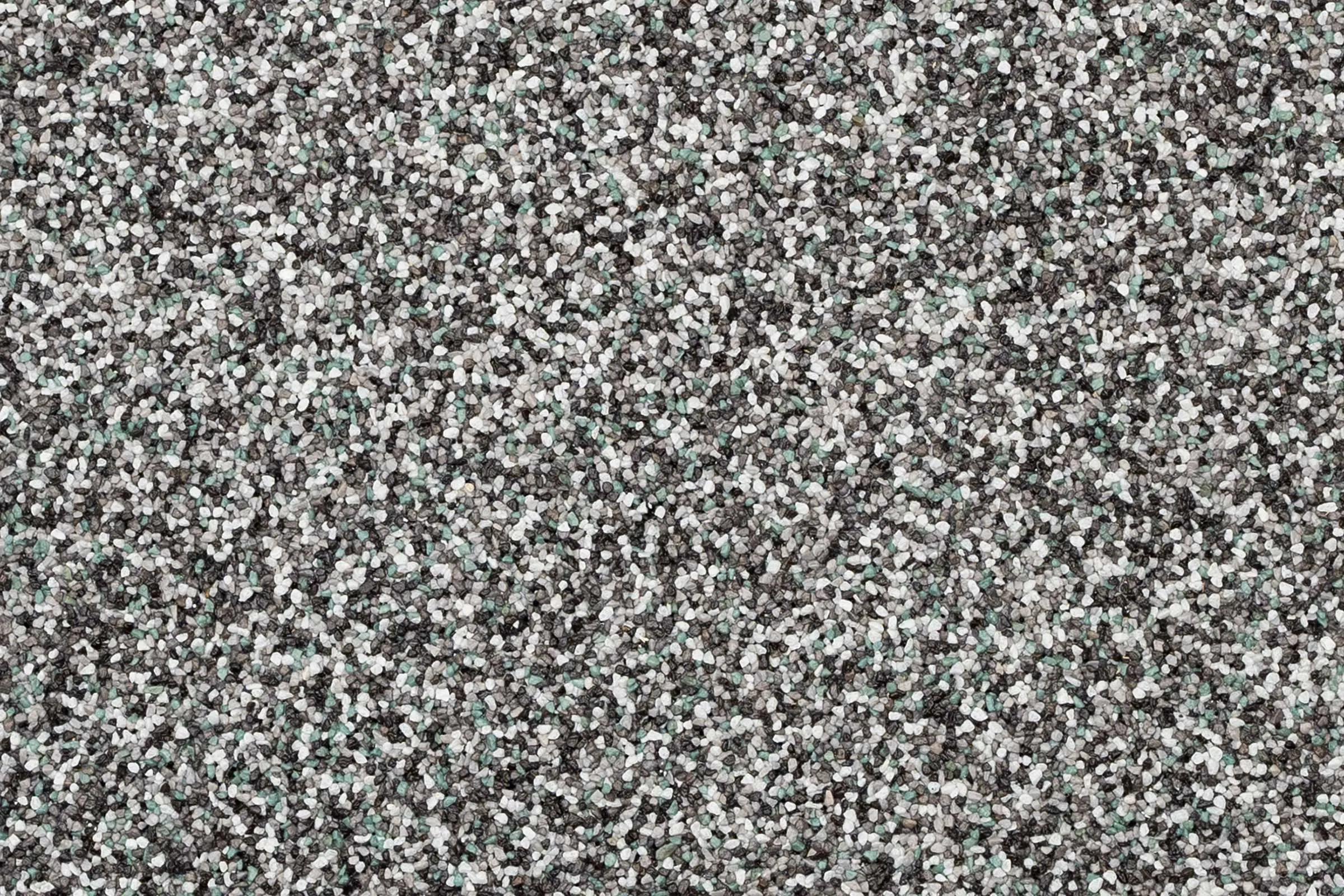 Oberfläche Mosaikputz in Kornstärke K 1,5 StoSuperlit, Grau-weiß-grün