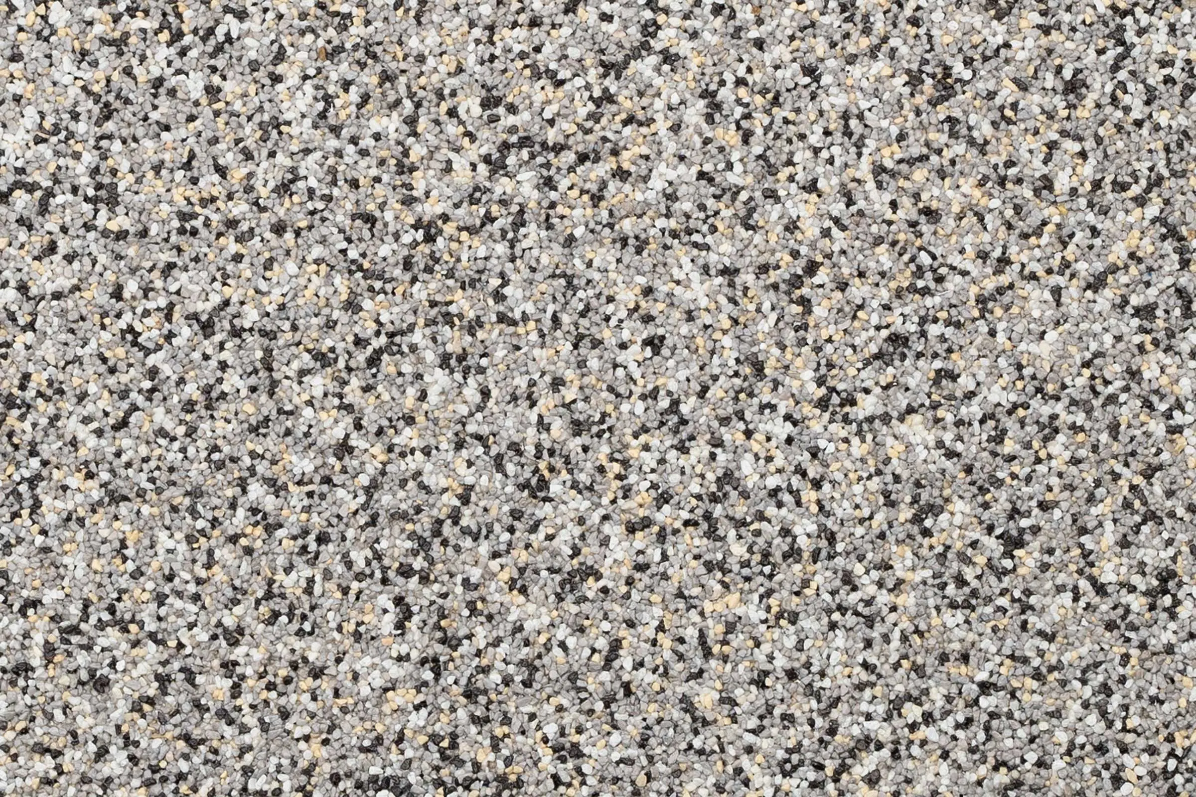 Oberfläche Mosaikputz in Kornstarke K 1,5 StoSuperlit®, Grau-gelb-weiß, hell