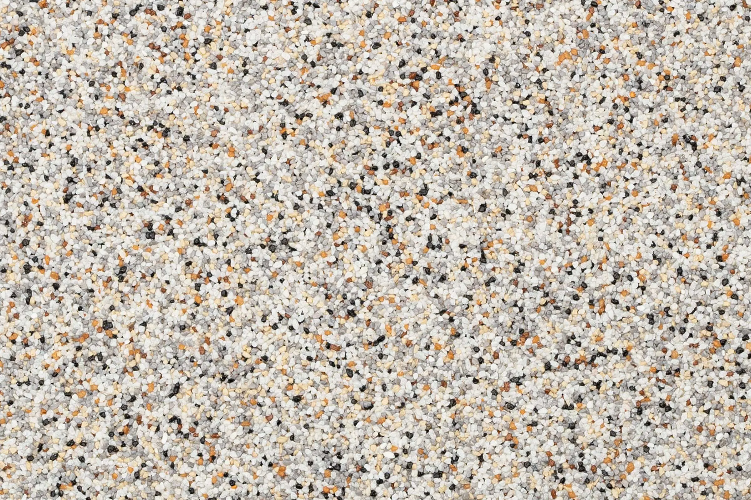 Oberfläche Buntsteinputz in Kornsträke K 1,5 StoSuperlit, Orange-hellgraugrau, hell