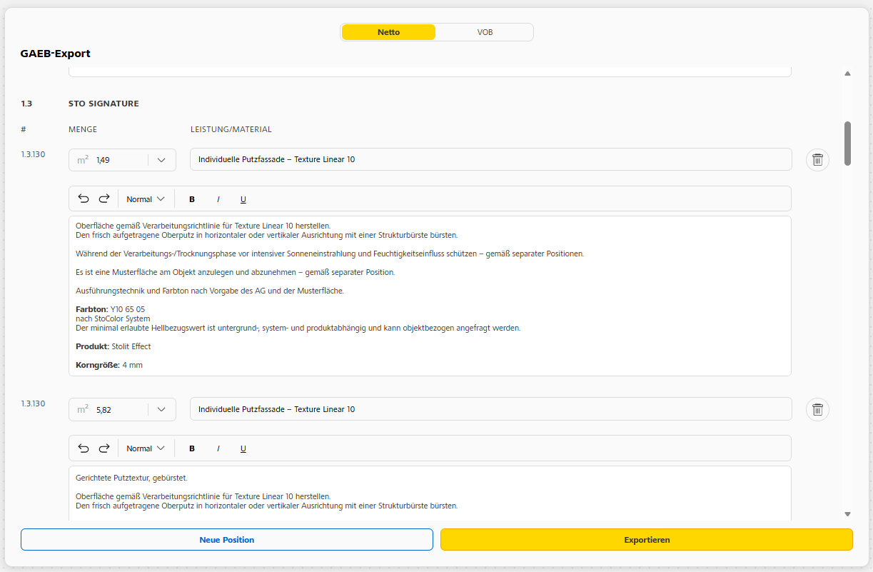 Leistungspositionen 