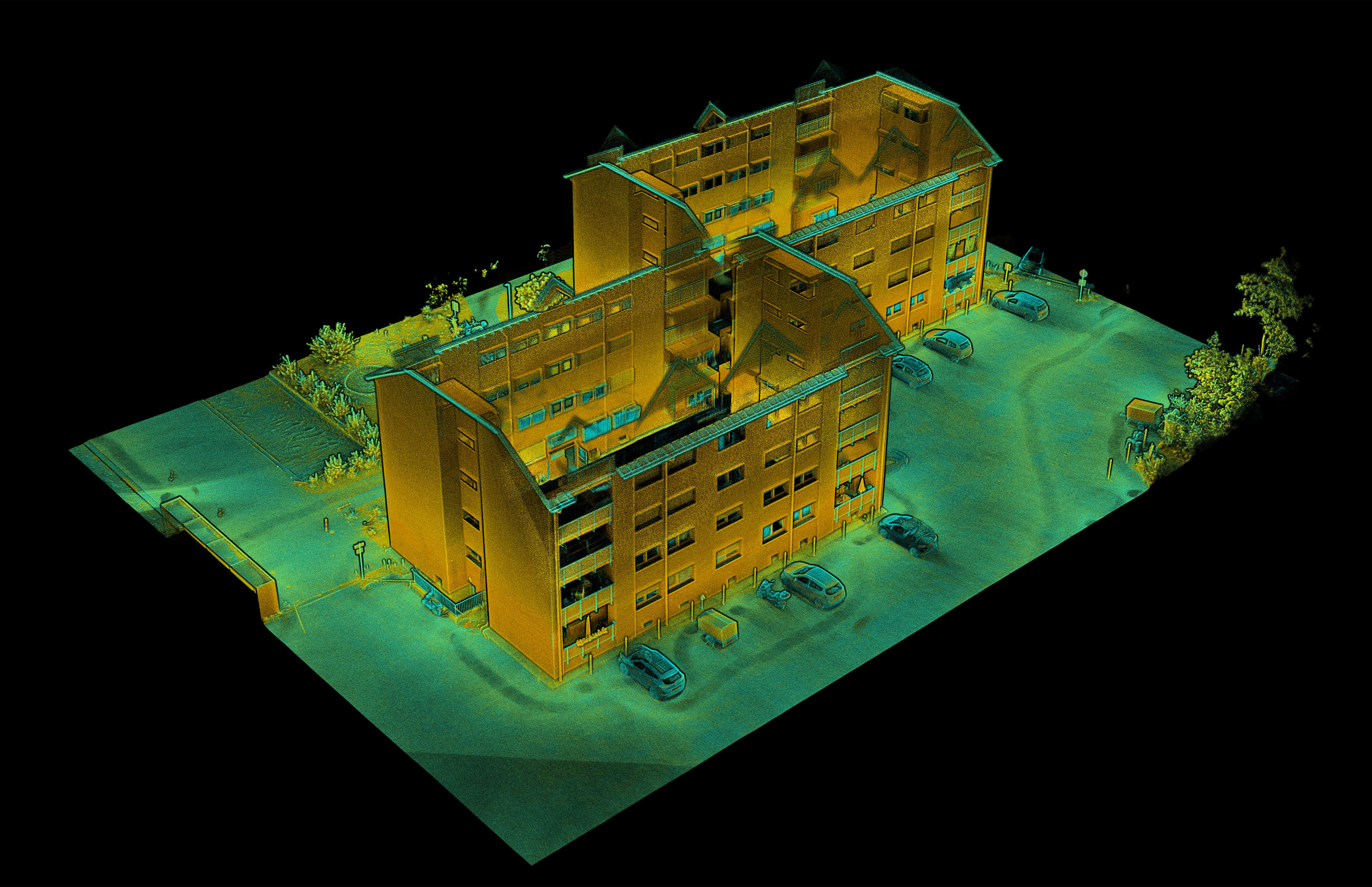 Die Ergebnisse des Vorort-Scans werden in einer Punktwolke zusammengeführt.