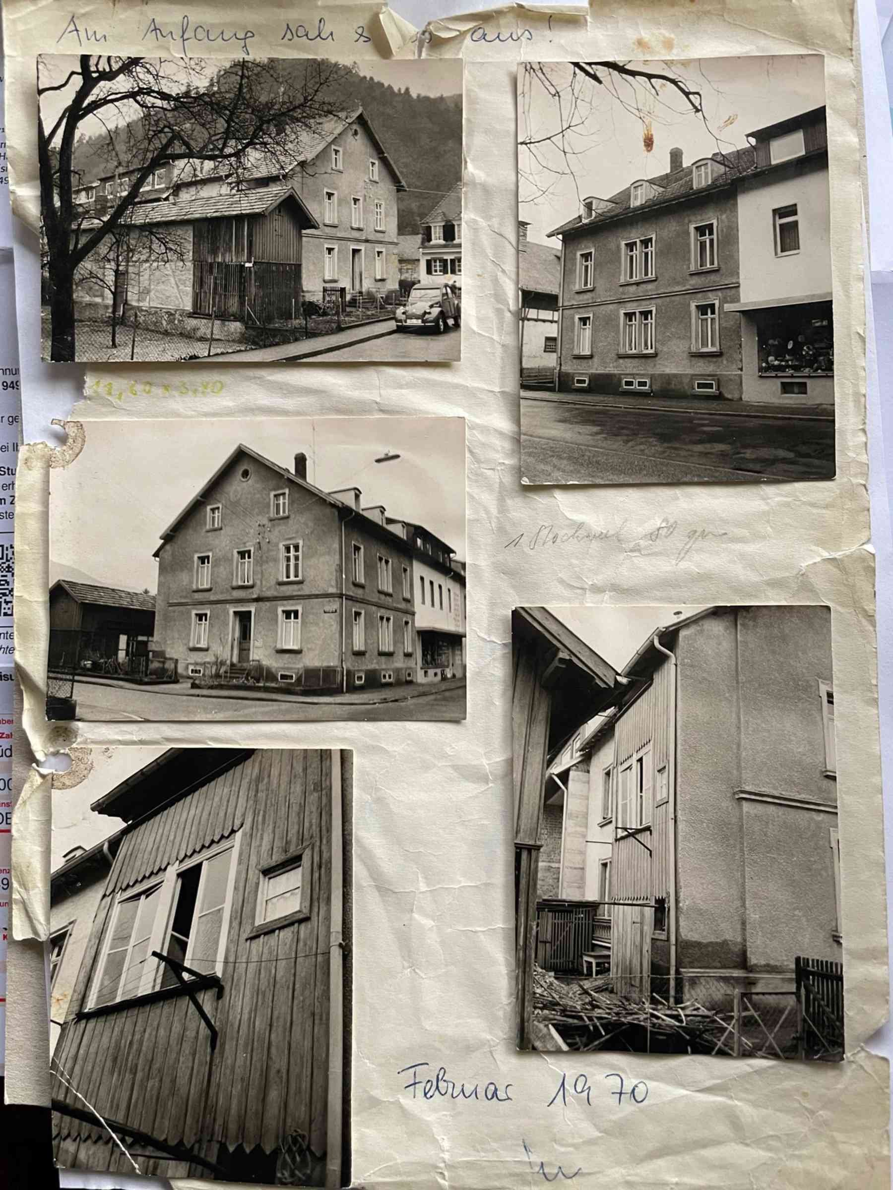 Aufnahmen aus den 1970er Jahren zeigen das Gebäude vor der Sanierung – schon damals mit einer Mischf