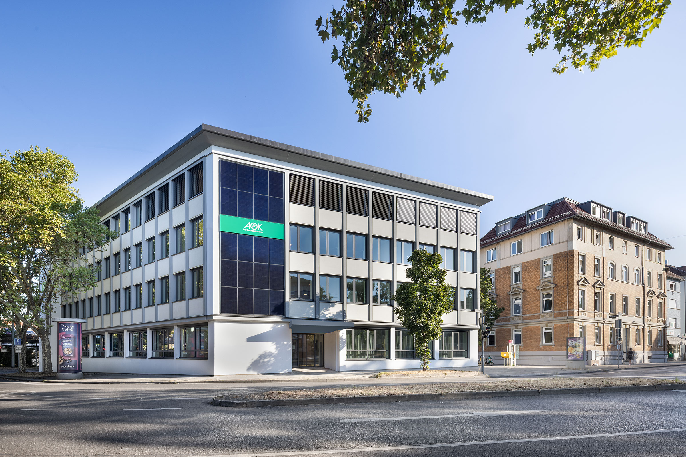 Das sanierte AOK-Verwaltungsgebäude in Bad Cannstatt