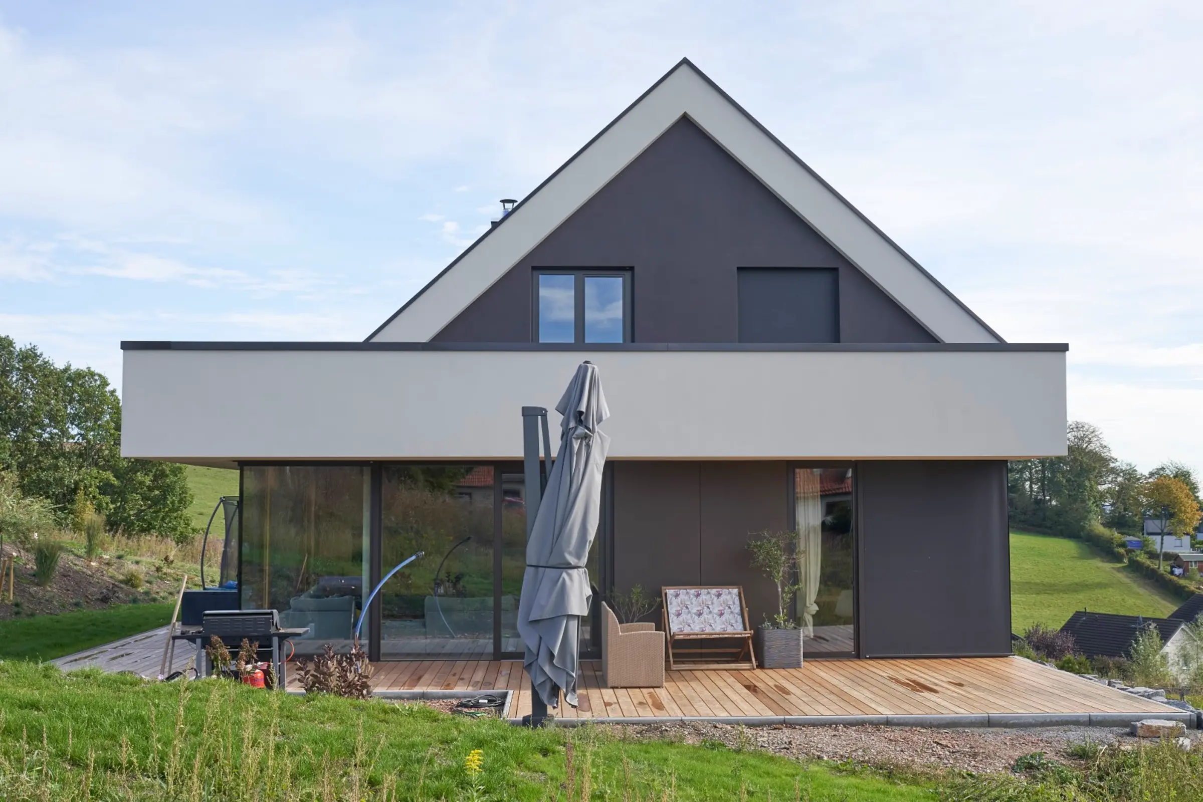 Aufnahme eine Einfamilienhauses gedämmt mit WDVS von Sto, StoTherm Classic®