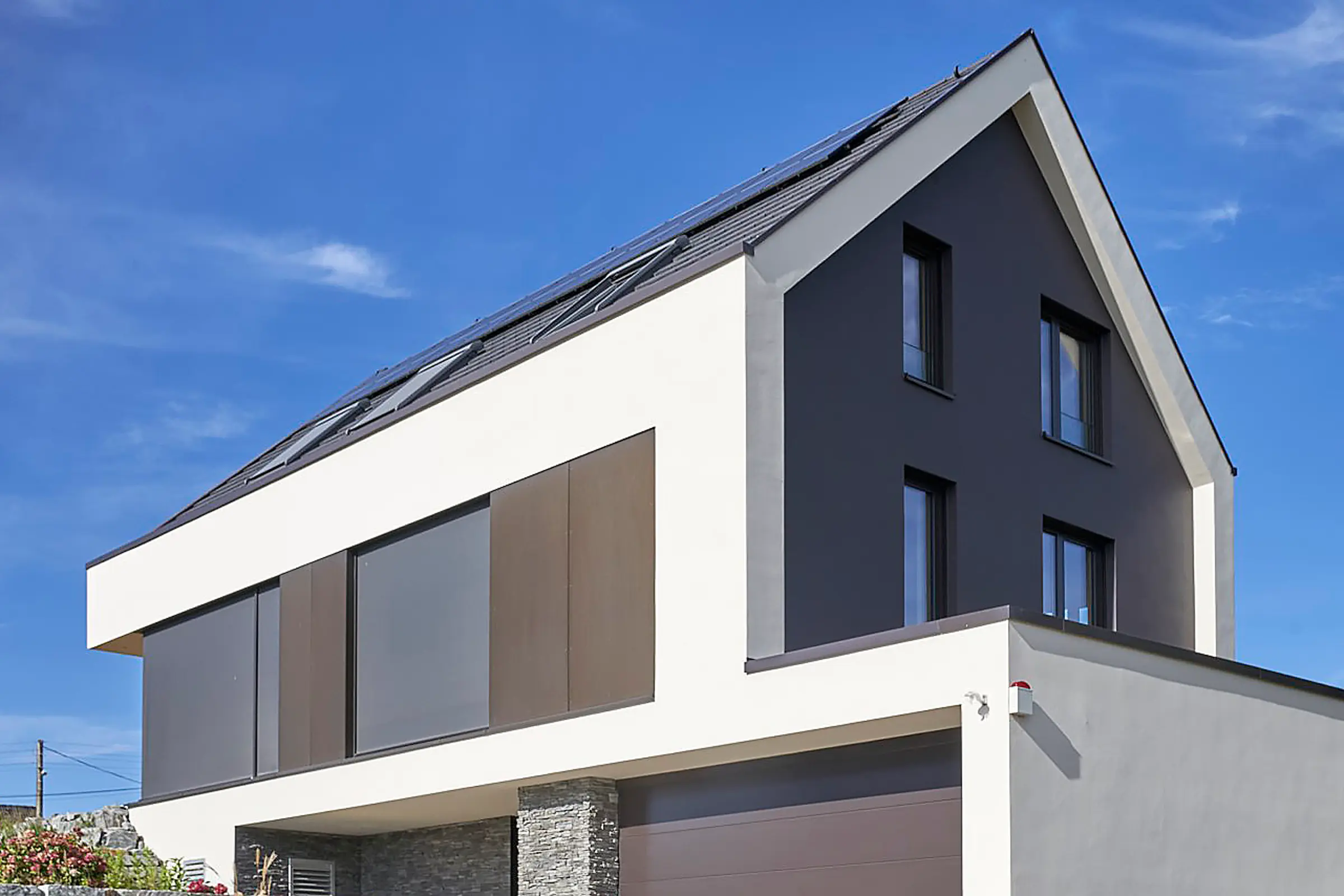 Aufnahme eine Einfamilienhauses gedämmt mit WDVS von Sto, StoTherm Classic®