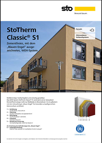 Titelbild: StoTherm Classic® S1 Zementfreies, mit dem „Blauen Engel“ ausgezeichnetes, WDV-System