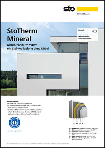 Titelbild: StoTherm Mineral Nichtbrennbares WDVS mit Steinwolleplatte ohne Dübel