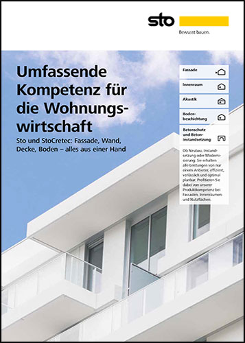 Titelbild: Umfassende Kompetenz für die Wohnungswirtschaft - Sto und StoCretec: Fassade, Wand, Decke, Boden – alles aus einer Hand