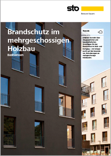 Titelbild Broschüre mit Sicht auf eine mehrgeschossige dunkle Fassade