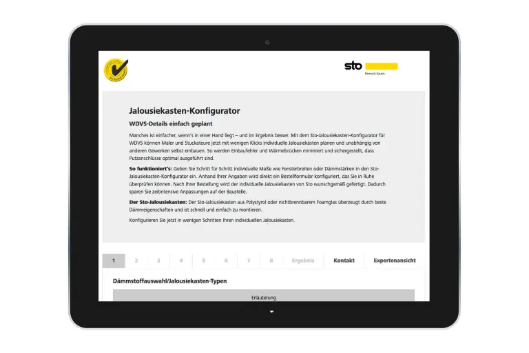 Tablet mit Jousiekasten-Konfigurator