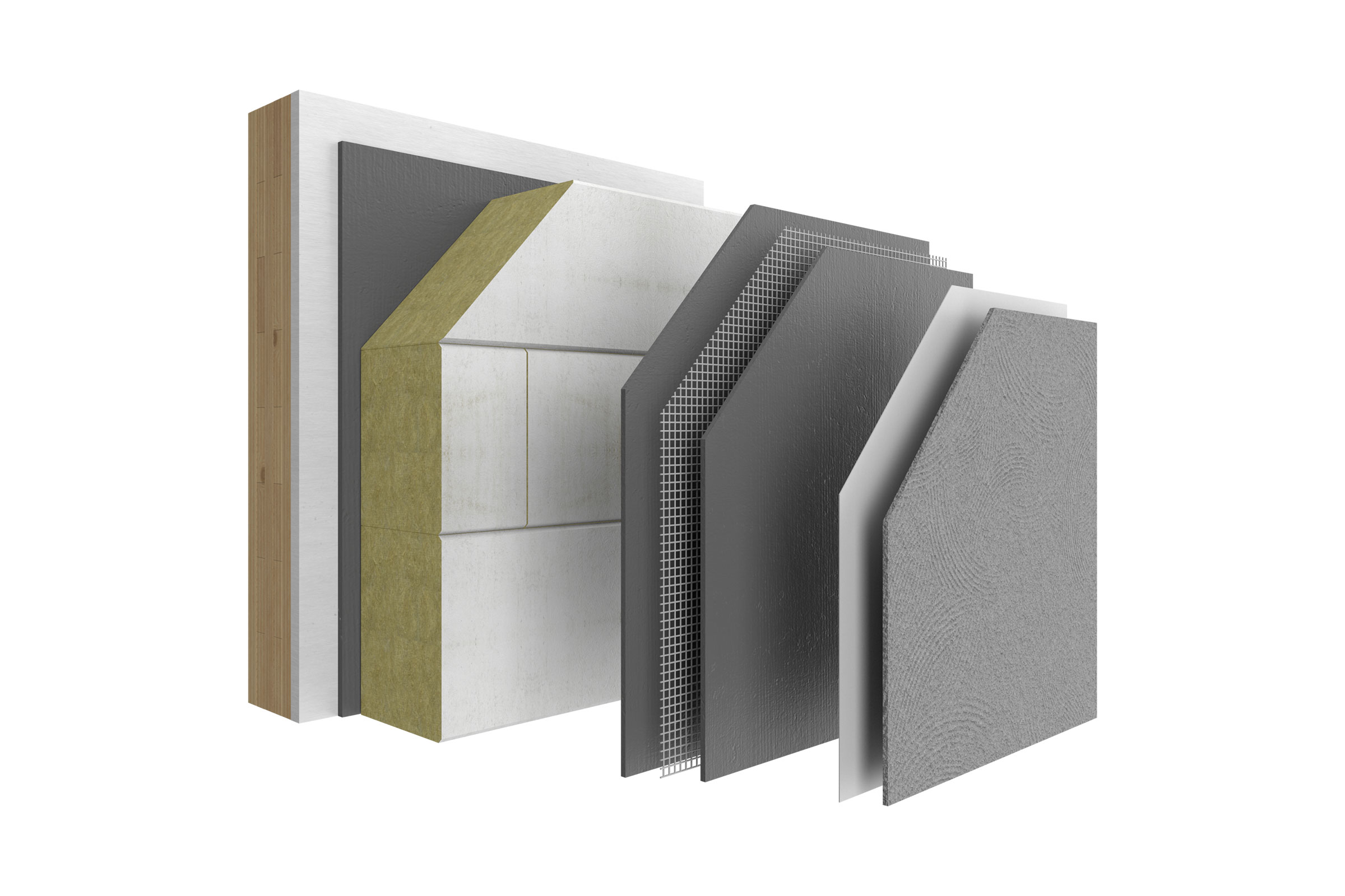 Systemaufbau WDVS mit Steinwolllamelle für Gebäudeklasse 4