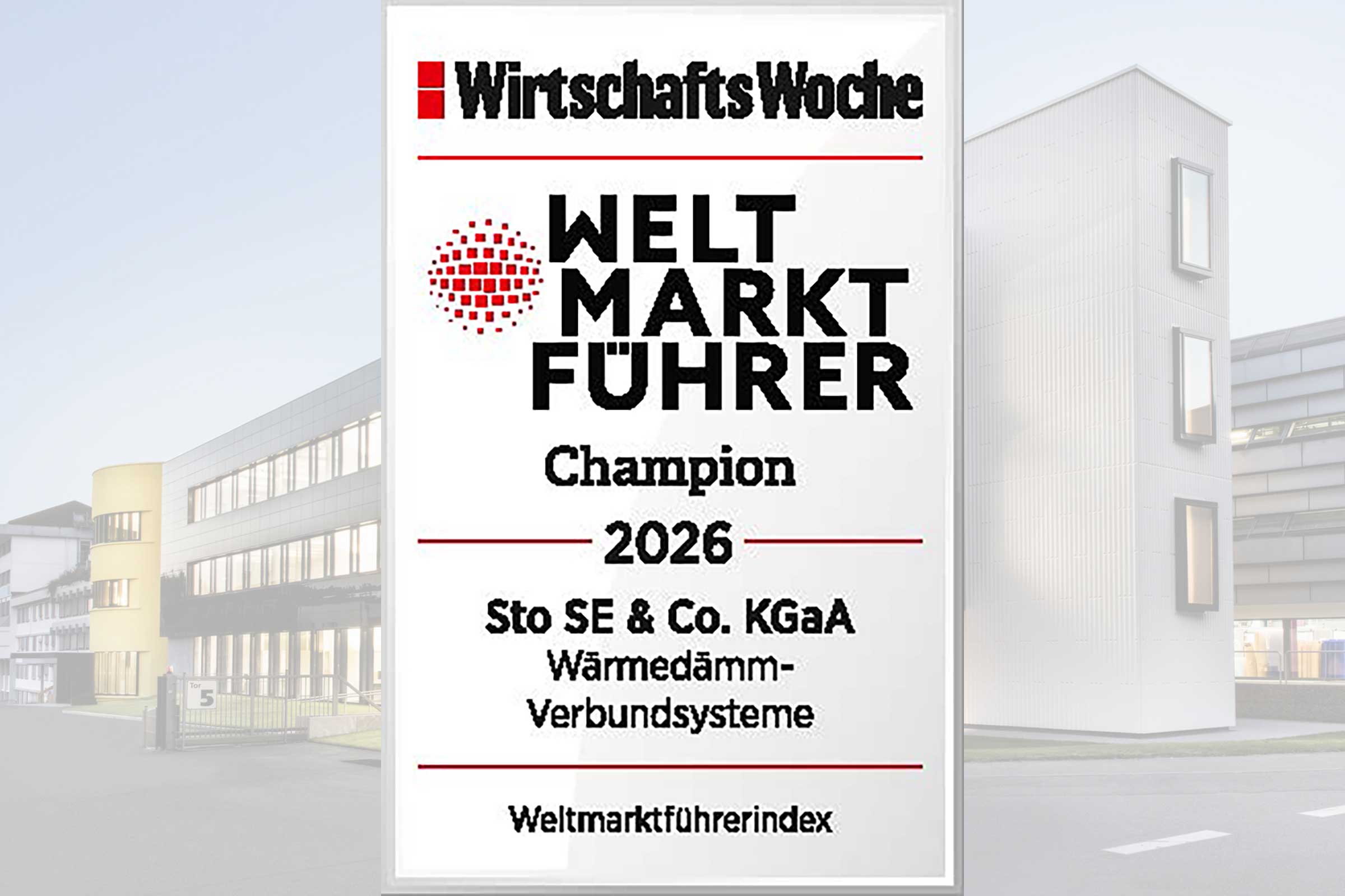 Siegel der Wirtschaftswoche für den Weltmarktführer WDVS 2026, die Sto SE &Co. KGaA.