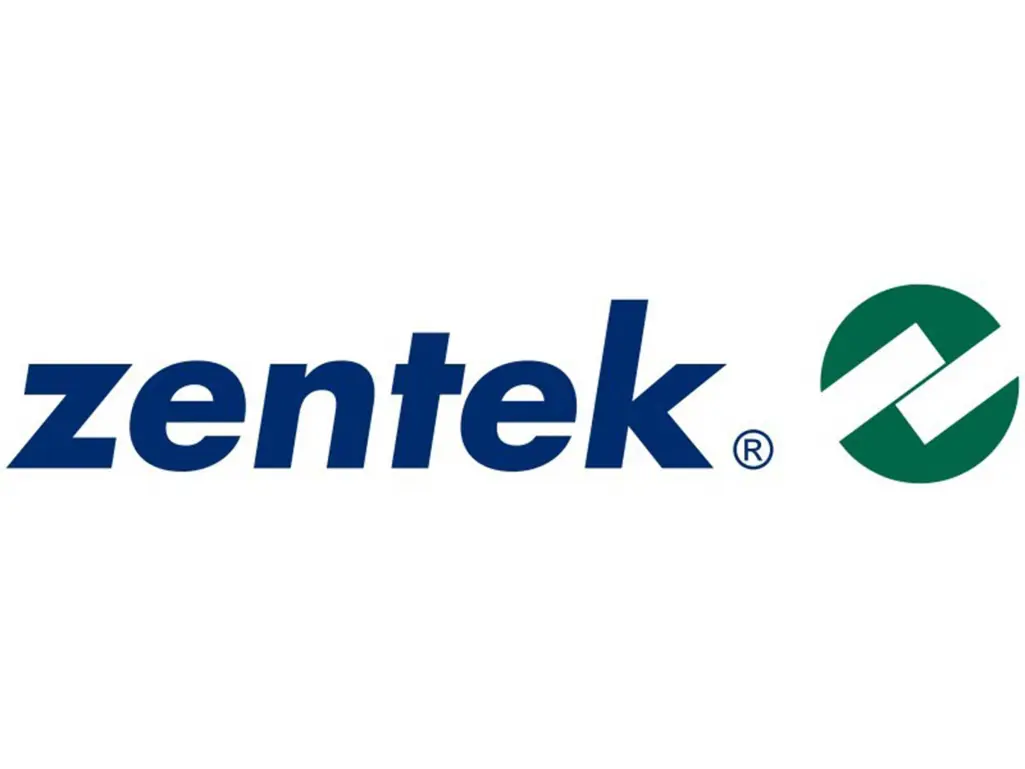 Logo zentek, blaue Schrift