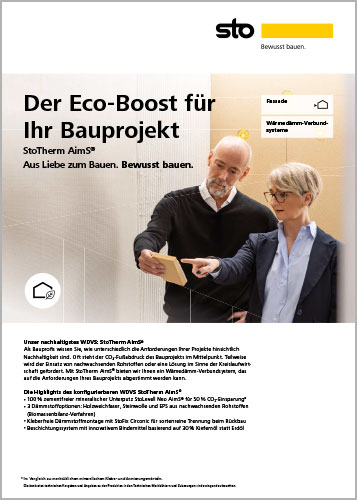 Systemblatt: Das nachhaltigste, konfigurierbare Wärmedämm-Verbundsystem von Sto.